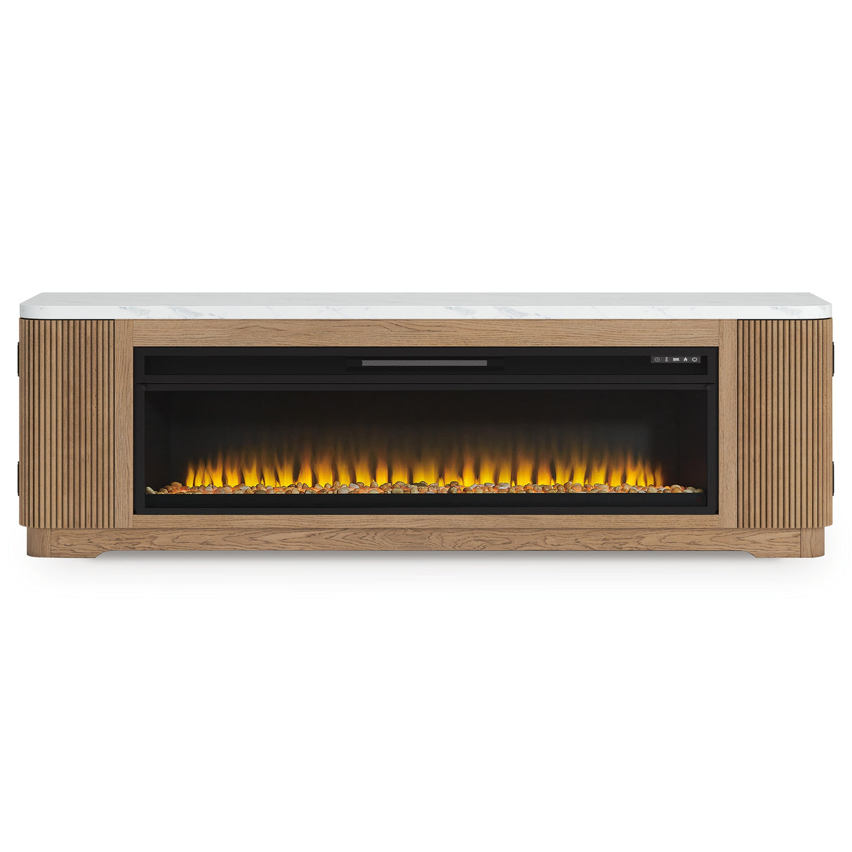 Camdill Light Brown 80" TV Stand with Electric Fireplace by Ashley at Eve Furniture