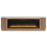 Camdill Light Brown 80" TV Stand with Electric Fireplace by Ashley at Eve Furniture