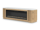Camdill Light Brown 80" TV Stand with Electric Fireplace by Ashley at Eve Furniture