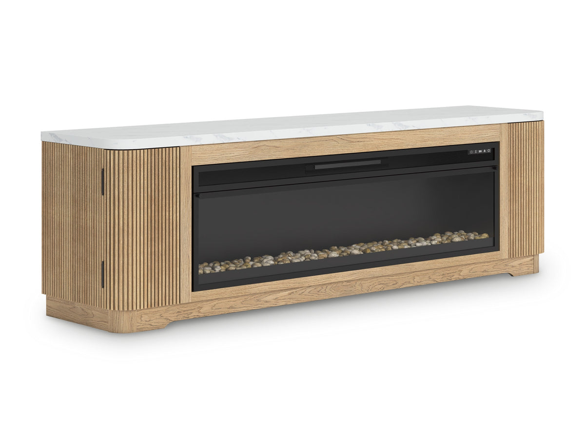 Camdill Light Brown 80" TV Stand with Electric Fireplace by Ashley at Eve Furniture