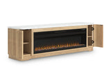 Camdill Light Brown 80" TV Stand with Electric Fireplace by Ashley at Eve Furniture