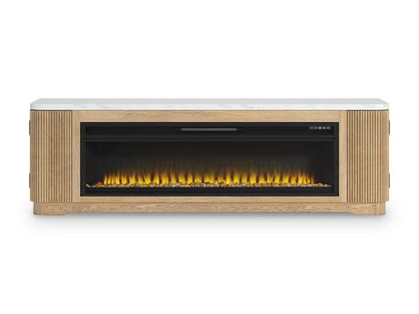 Camdill Light Brown 80" TV Stand with Electric Fireplace by Ashley at Eve Furniture