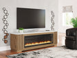 Camdill Light Brown 80" TV Stand with Electric Fireplace by Ashley at Eve Furniture