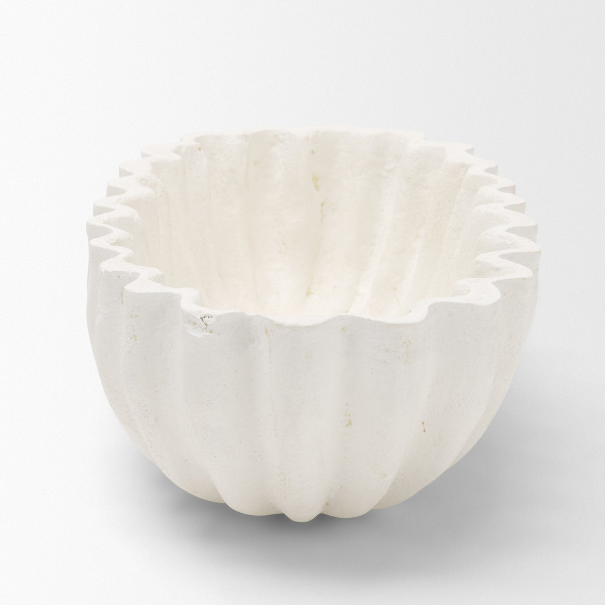 Camelia Fluted White Paper Mache Long Centerpiece Bowl by Mercana at Eve Furniture