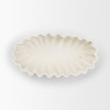 Camelia Fluted White Paper Mache Long Centerpiece Bowl by Mercana at Eve Furniture