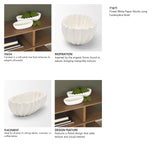 Camelia Fluted White Paper Mache Long Centerpiece Bowl by Mercana at Eve Furniture
