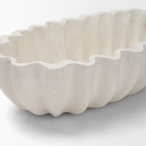 Camelia Fluted White Paper Mache Long Centerpiece Bowl by Mercana at Eve Furniture