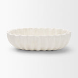 Camelia Fluted White Paper Mache Long Centerpiece Bowl by Mercana at Eve Furniture