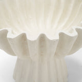 Camelia Fluted White Paper Mache Pedastal Centerpiece Bowl by Mercana at Eve Furniture