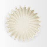 Camelia Fluted White Paper Mache Pedastal Centerpiece Bowl by Mercana at Eve Furniture