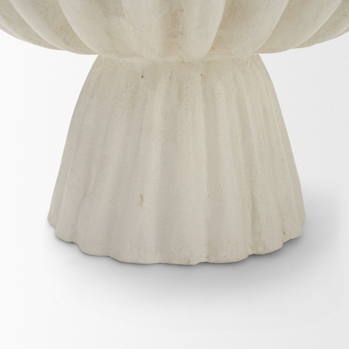 Camelia Fluted White Paper Mache Pedastal Centerpiece Bowl by Mercana at Eve Furniture