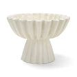 Camelia Fluted White Paper Mache Pedastal Centerpiece Bowl by Mercana at Eve Furniture