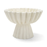 Camelia Fluted White Paper Mache Pedastal Centerpiece Bowl by Mercana at Eve Furniture