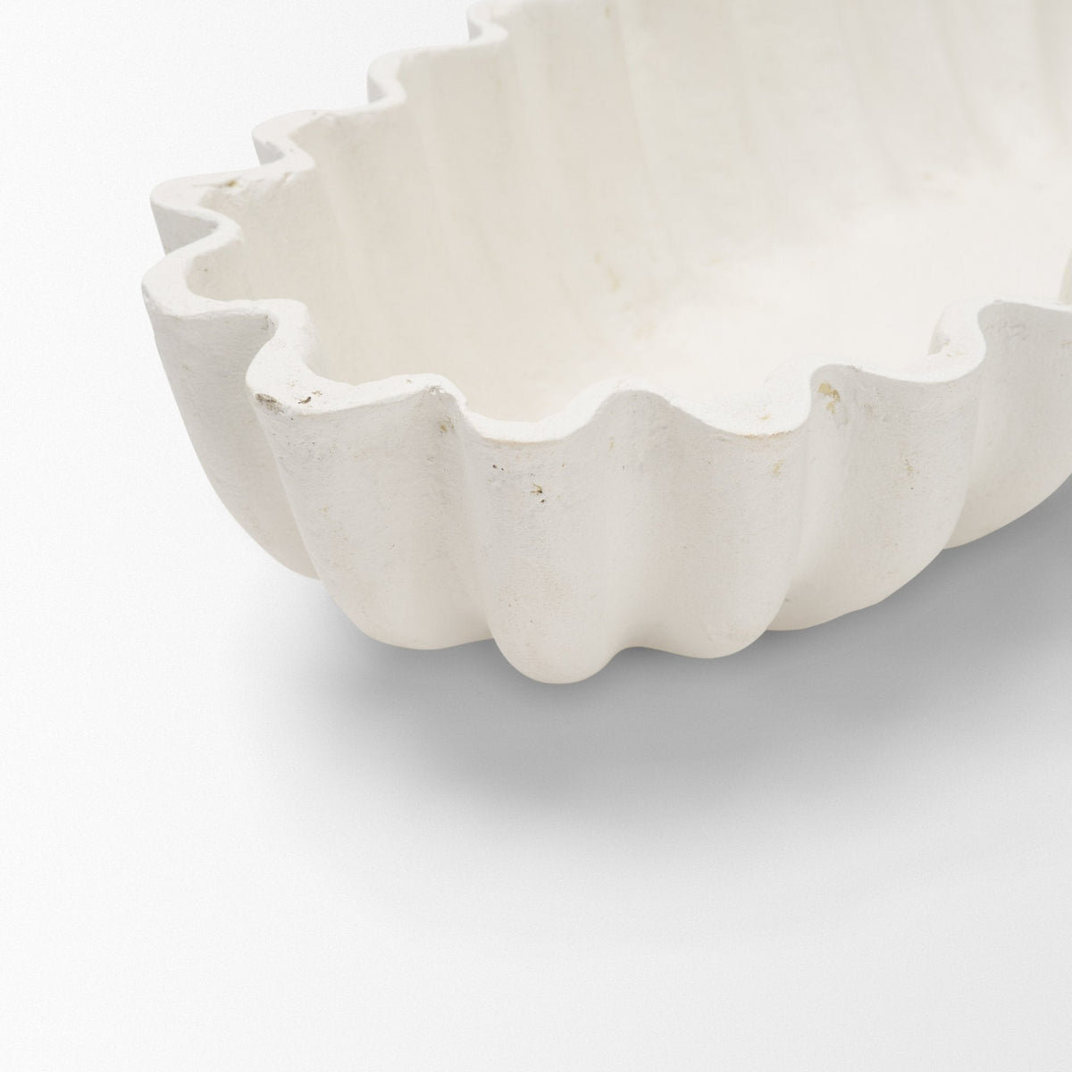 Camelia Large Fluted White Paper Mache Round Centerpiece Bowl by Mercana at Eve Furniture