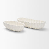 Camelia Large Fluted White Paper Mache Round Centerpiece Bowl by Mercana at Eve Furniture