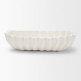 Camelia Large Fluted White Paper Mache Round Centerpiece Bowl by Mercana at Eve Furniture