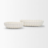 Camelia Large Fluted White Paper Mache Round Centerpiece Bowl by Mercana at Eve Furniture