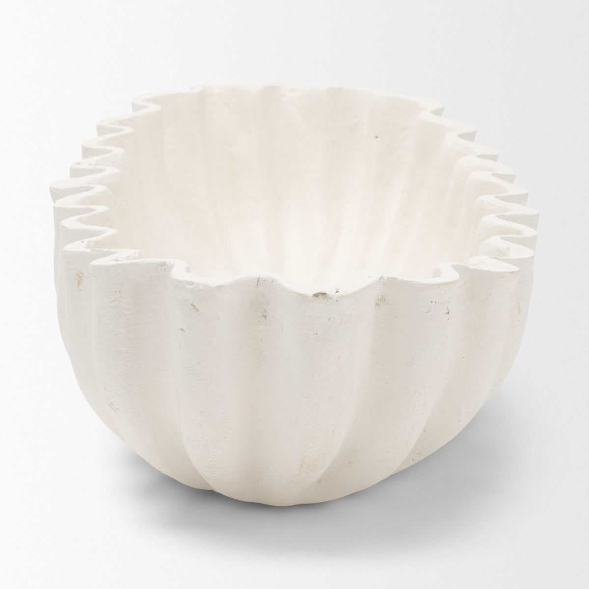Camelia Large Fluted White Paper Mache Round Centerpiece Bowl by Mercana at Eve Furniture
