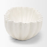 Camelia Large Fluted White Paper Mache Round Centerpiece Bowl by Mercana at Eve Furniture