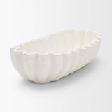 Camelia Large Fluted White Paper Mache Round Centerpiece Bowl by Mercana at Eve Furniture