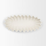 Camelia Large Fluted White Paper Mache Round Centerpiece Bowl by Mercana at Eve Furniture