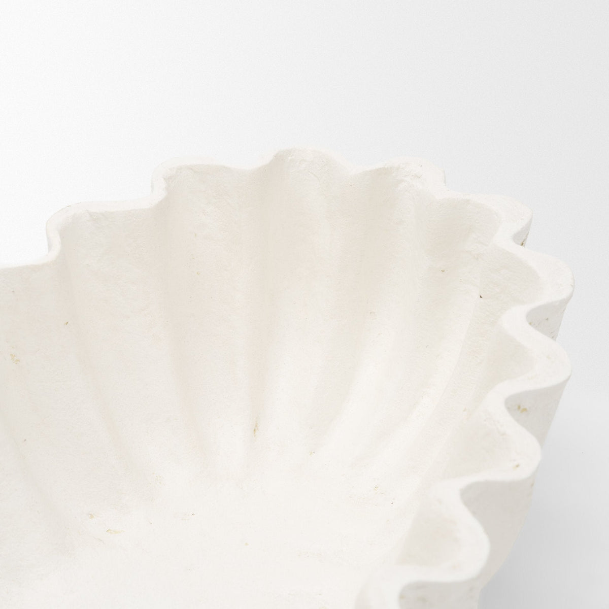 Camelia Large Fluted White Paper Mache Round Centerpiece Bowl by Mercana at Eve Furniture