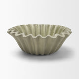 Camelia Small Fluted Sage Green Paper Mache Round Centerpiece Bowl by Mercana at Eve Furniture