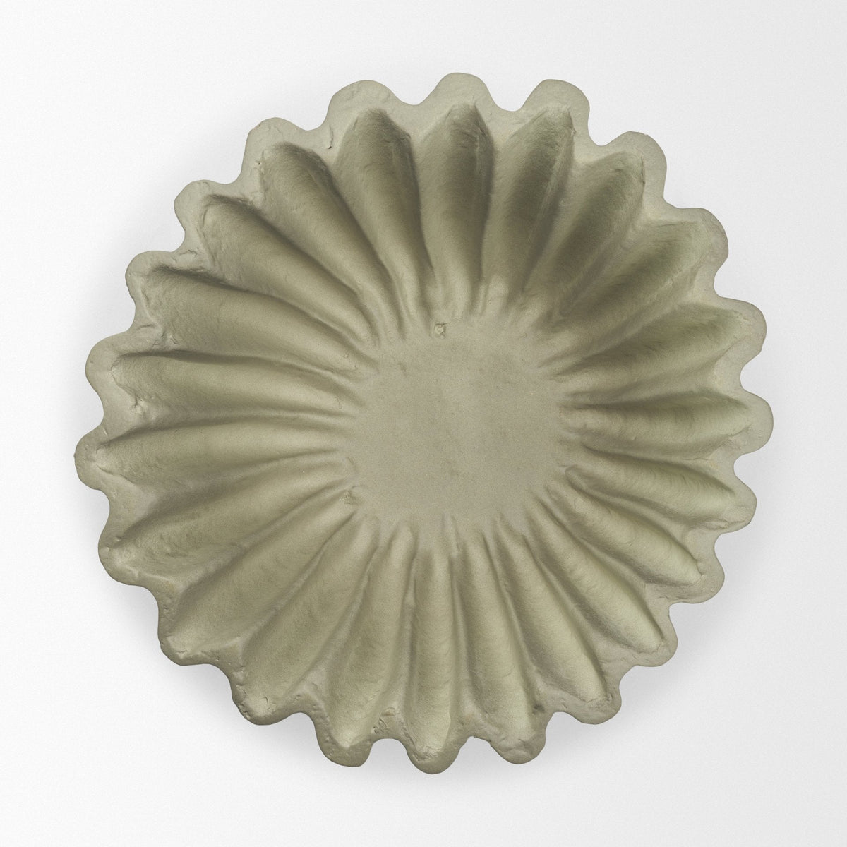 Camelia Small Fluted Sage Green Paper Mache Round Centerpiece Bowl by Mercana at Eve Furniture