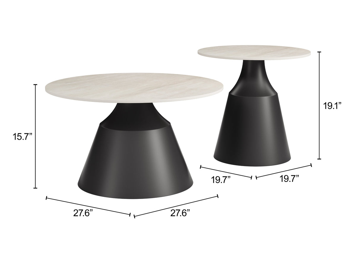 Camella Light Beige & Black Coffee Table Set (2-Piece) by Zuomod at Eve Furniture