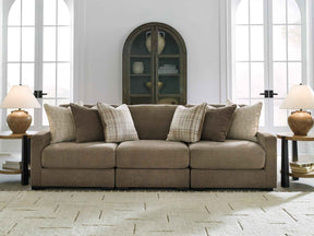 Camellia-Court Coffee 3-Piece Sectional Sofa