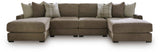 Camellia-Court Coffee 4-Piece Double Chaise Sectional