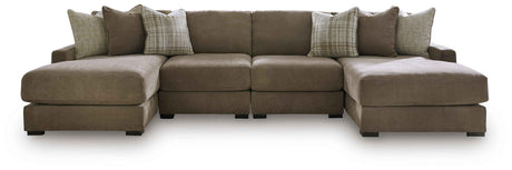 Camellia-Court Coffee 4-Piece Double Chaise Sectional by Ashley at Eve Furniture