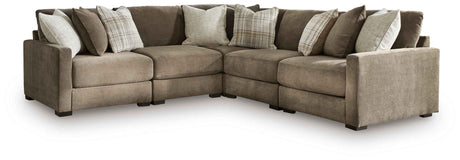 Camellia-Court Coffee 5-Piece Sectional by Ashley at Eve Furniture