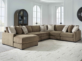 Camellia-Court Coffee 6-Piece Sectional with Chaise