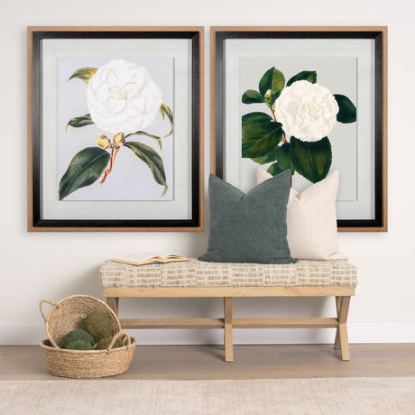 Camellia Japonica I by Vision Studio a Hand Embellished Textured Framed Art Print Matted under Glass by Mercana at Eve Furniture