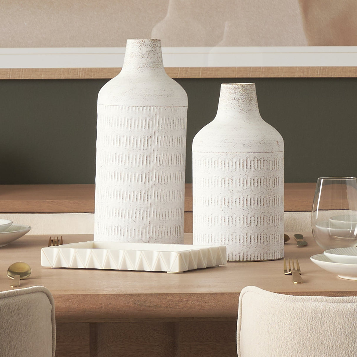 Camellia Rectangular White Marble Scalloped Tray by Mercana at Eve Furniture