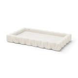 Camellia Rectangular White Marble Scalloped Tray by Mercana at Eve Furniture