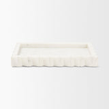 Camellia Rectangular White Marble Scalloped Tray by Mercana at Eve Furniture