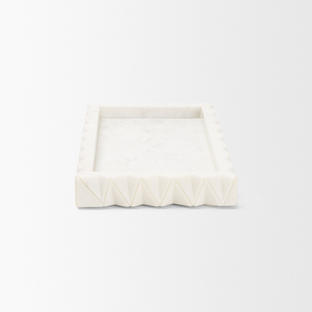 Camellia Rectangular White Marble Scalloped Tray by Mercana at Eve Furniture