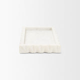 Camellia Rectangular White Marble Scalloped Tray by Mercana at Eve Furniture