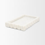 Camellia Rectangular White Marble Scalloped Tray by Mercana at Eve Furniture