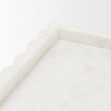 Camellia Rectangular White Marble Scalloped Tray by Mercana at Eve Furniture