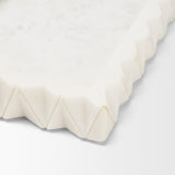 Camellia Rectangular White Marble Scalloped Tray by Mercana at Eve Furniture