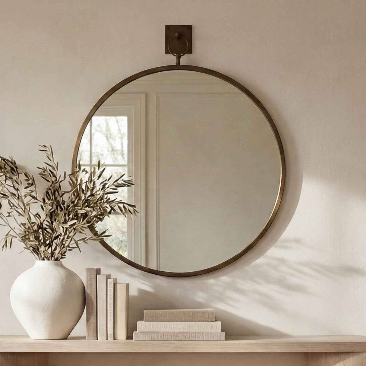 Cameo Aged Brass Mirror