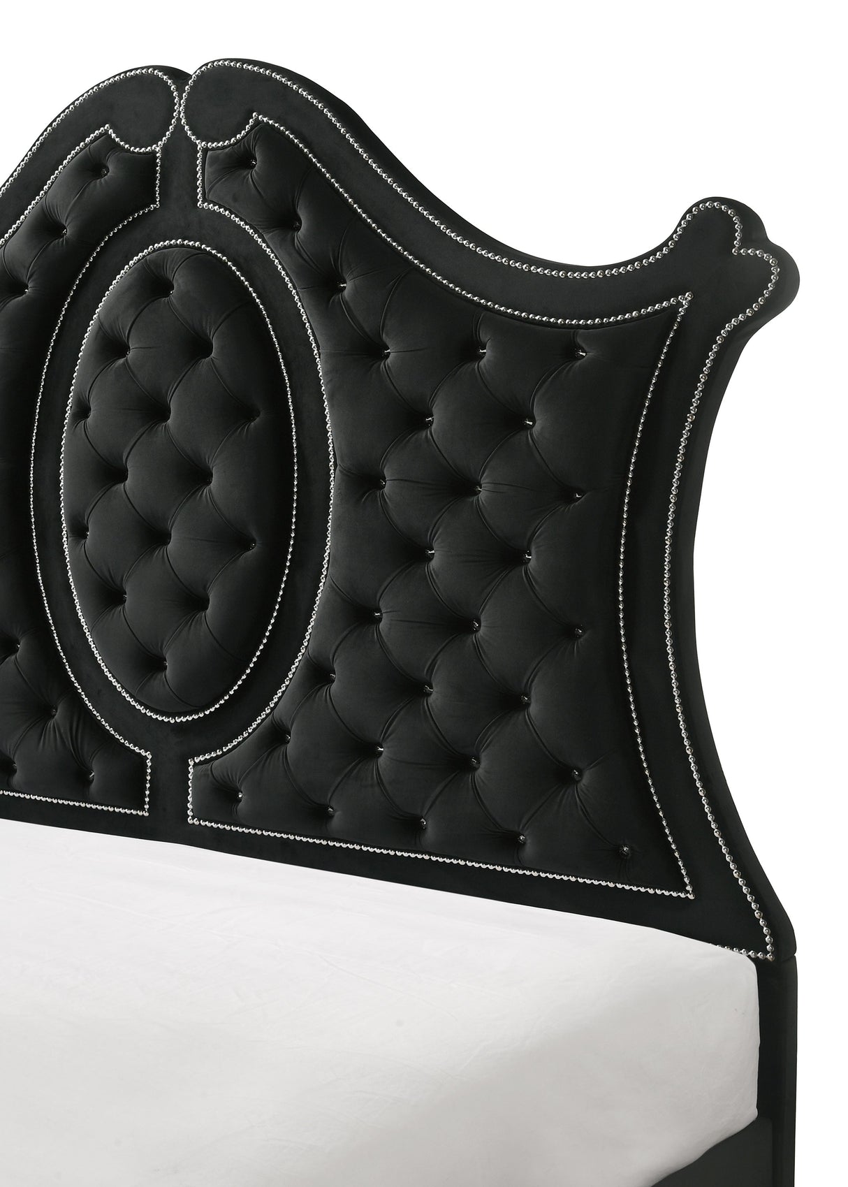 Cameo Black King Upholstered Panel Bed by Crown Mark at Eve Furniture
