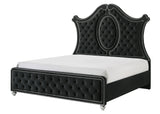 Cameo Black King Upholstered Panel Bed by Crown Mark at Eve Furniture