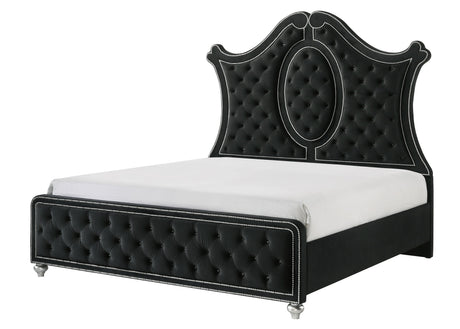 Cameo Black Upholstered Panel Bedroom Set by Crown Mark at Eve Furniture