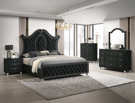 Cameo Black Upholstered Panel Bedroom Set by Crown Mark at Eve Furniture