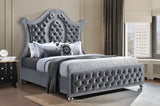 Cameo Gray King Upholstered Panel Bed by Crown Mark at Eve Furniture
