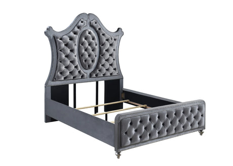 Cameo Gray Queen Upholstered Panel Bed by Crown Mark at Eve Furniture